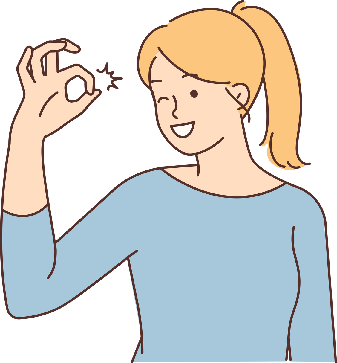 Smiling woman show ok hand gesture